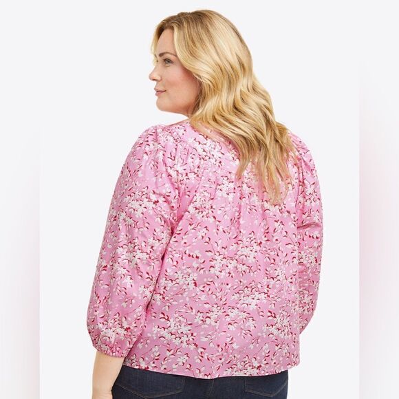 DRAPER JAMES NWT Button Down Top in Pink Shadow Floral size 2x - Picture 4 of 9
